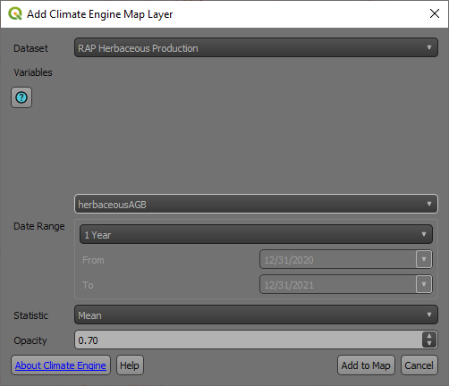 Add Climate Engine Map Layer Form